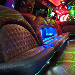 Limo bus with stereo systems