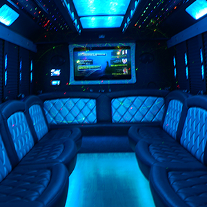 Party bus with disco floors